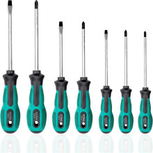Piece Magnetic Screwdriver Set with 3 Slotted and 4 Phillips, Non-Slip Handle, Heavy Duty Chrome Vanadium Steel, with Hardened Tips
