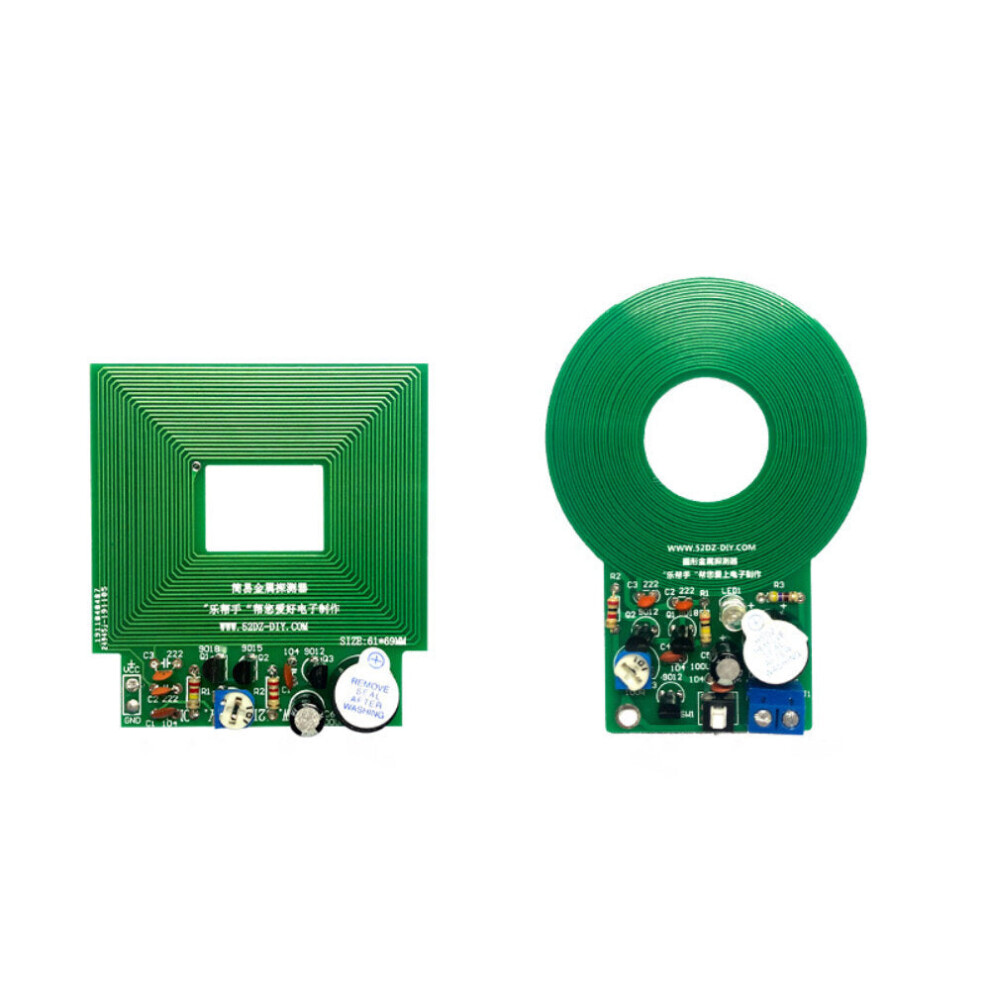 (Square) DIY Metal Detector Electronic Production Kit Adjustable Sensitivity Monitoring Range 5cm