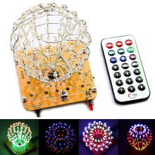 (Red) DIY Spherical Spectrum Light Cube LED Flash Kit Electronic Learning Kits