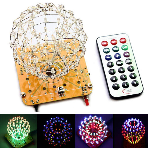 (Red) DIY Spherical Spectrum Light Cube LED Flash Kit Electronic Learning Kits