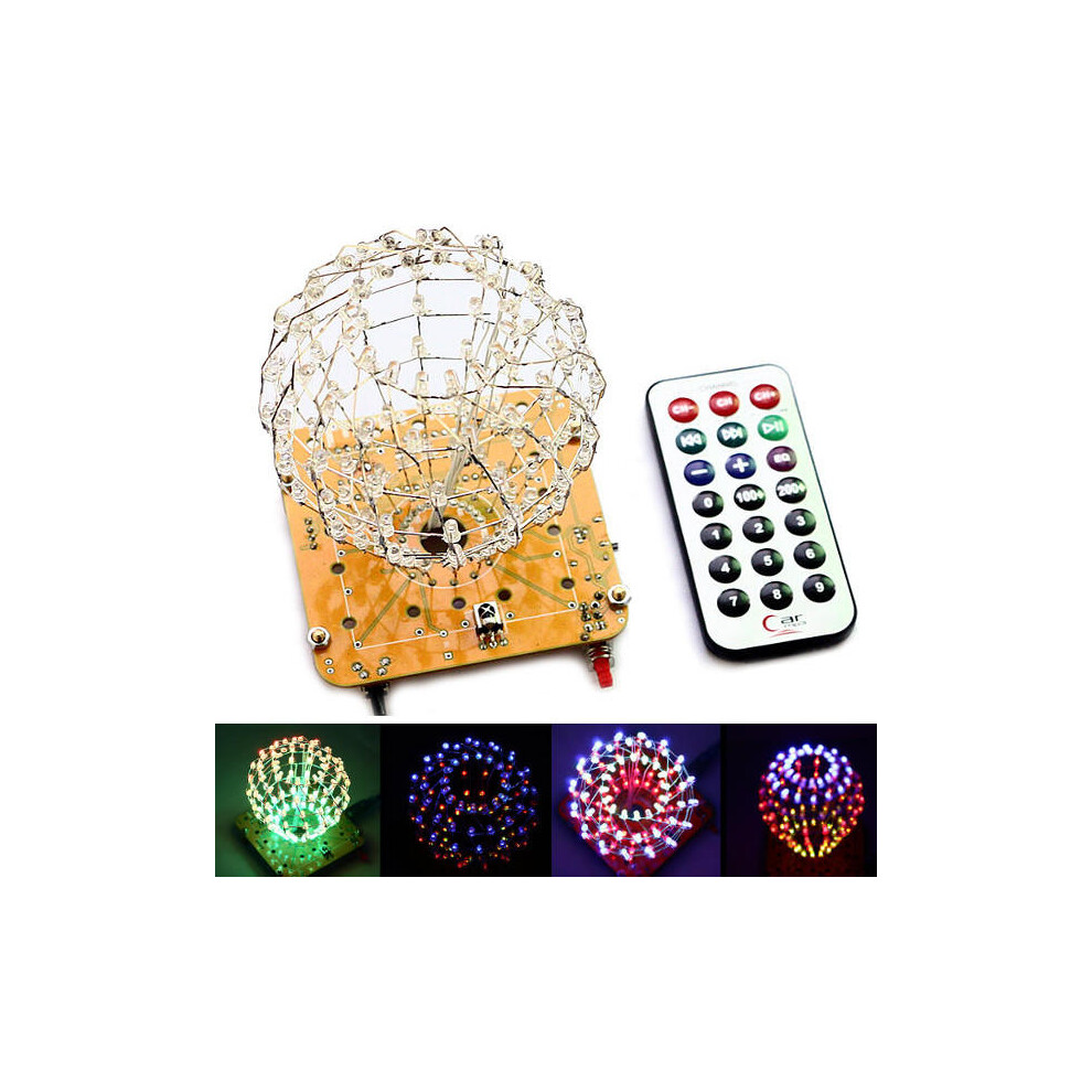 (Red) DIY Spherical Spectrum Light Cube LED Flash Kit Electronic Learning Kits