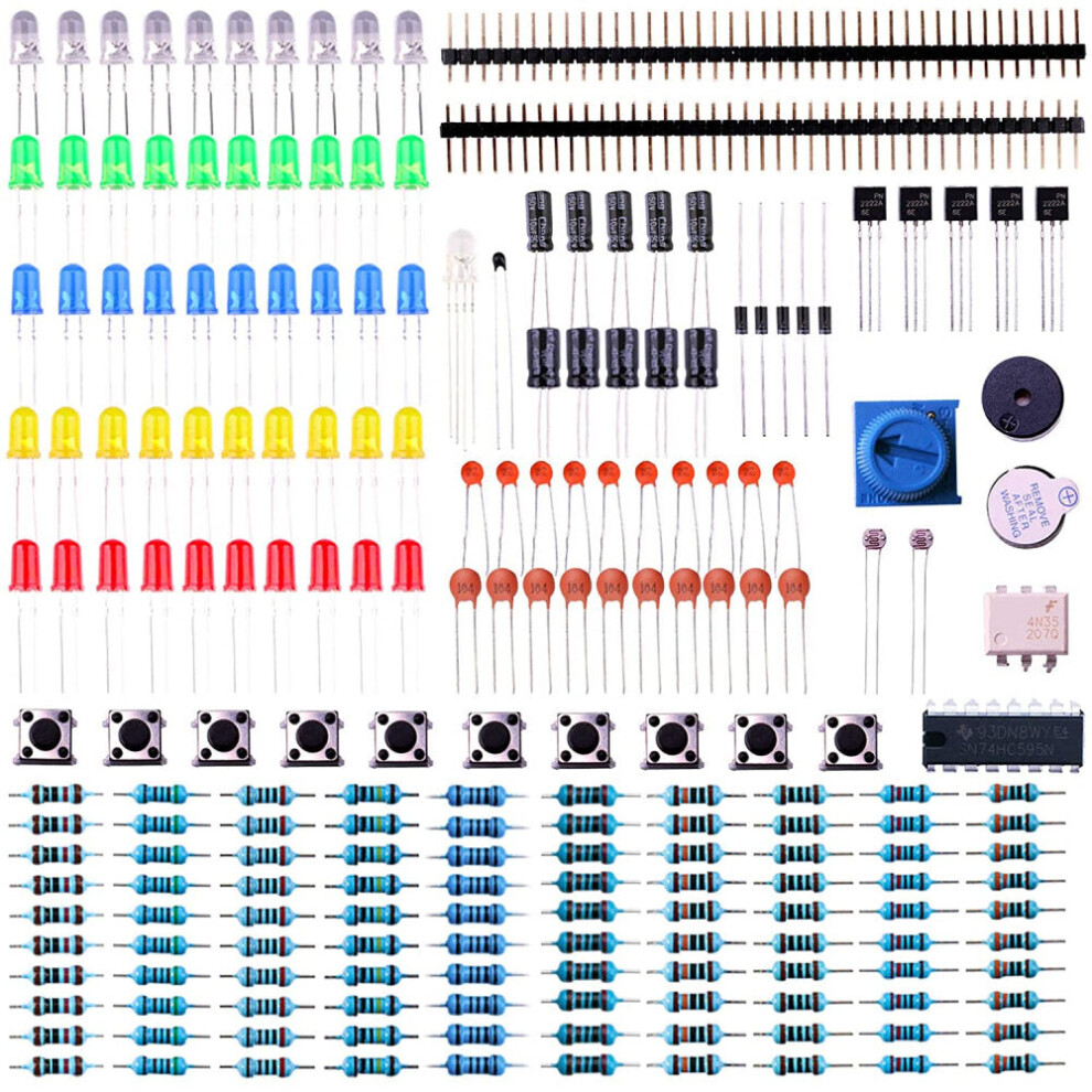 Electronics Component Basic Starter Kit With Precision Potentiometer Buzzer Capacitor Compatible With Arduino Un0 Mega2560 Raspberry Pi 8727971240052