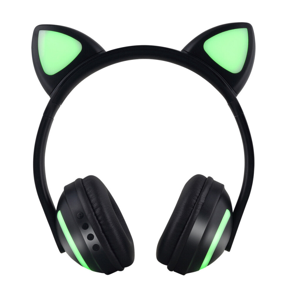 (Cat) Wireless Bluetooth 5.0 Headphone LED Colorful Car Ears Cute Music Headset Stereo Headphone with Mic-image-OPC-PGMFWVW-NEW