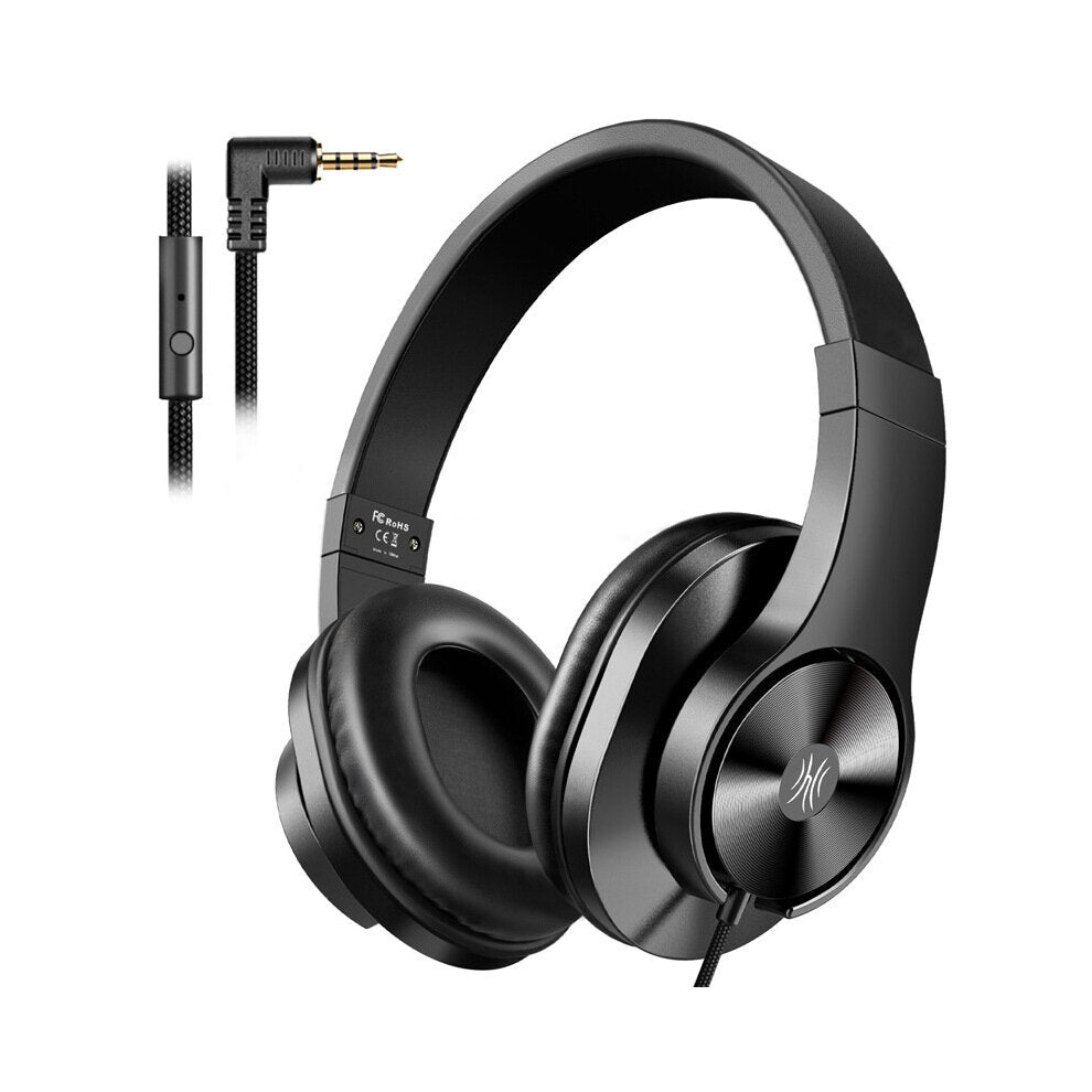Wired 3.5mm Headphones Portable Stereo Over Ear Headband Headset With Mic For Computer PC Laptop PS4