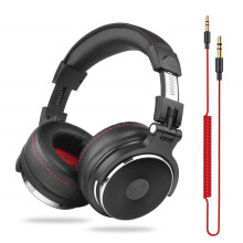 Wired Headphones 50mm Drivers Noise Reduction 3.5mm 6.5mm Adjustable Foldable Head-Mounted DJ Monitor Headset with Mic