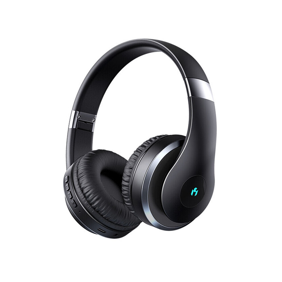 (White) Bluetooth 5.1 Wireless Headphones Over-Ear Foldable 3D Stereo Headphones 60 Hours Music Time Support TF Card AUX with Microphone