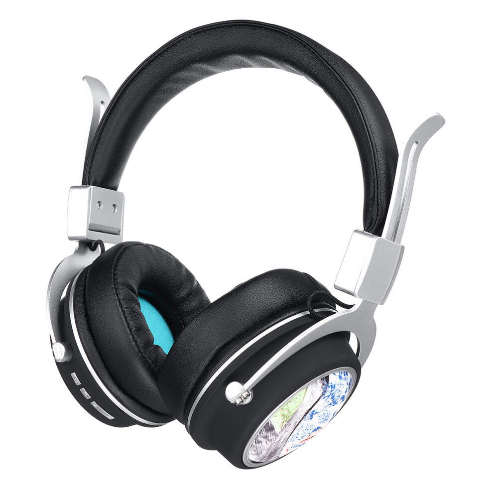 (Pink) Wireless Bluetooth 5.0 Headphone Foldable Pattern 3D Stereo Tf Card Aux Headphone With Mic Pink 6112212294147