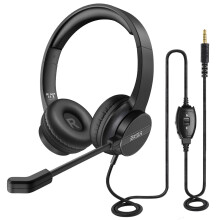 Wired Headphones with Microphone 3.5mm On-Ear Gaming Headset Gamer for PC/PS4/Xbox Call Centre/Traffic/Computer Headset