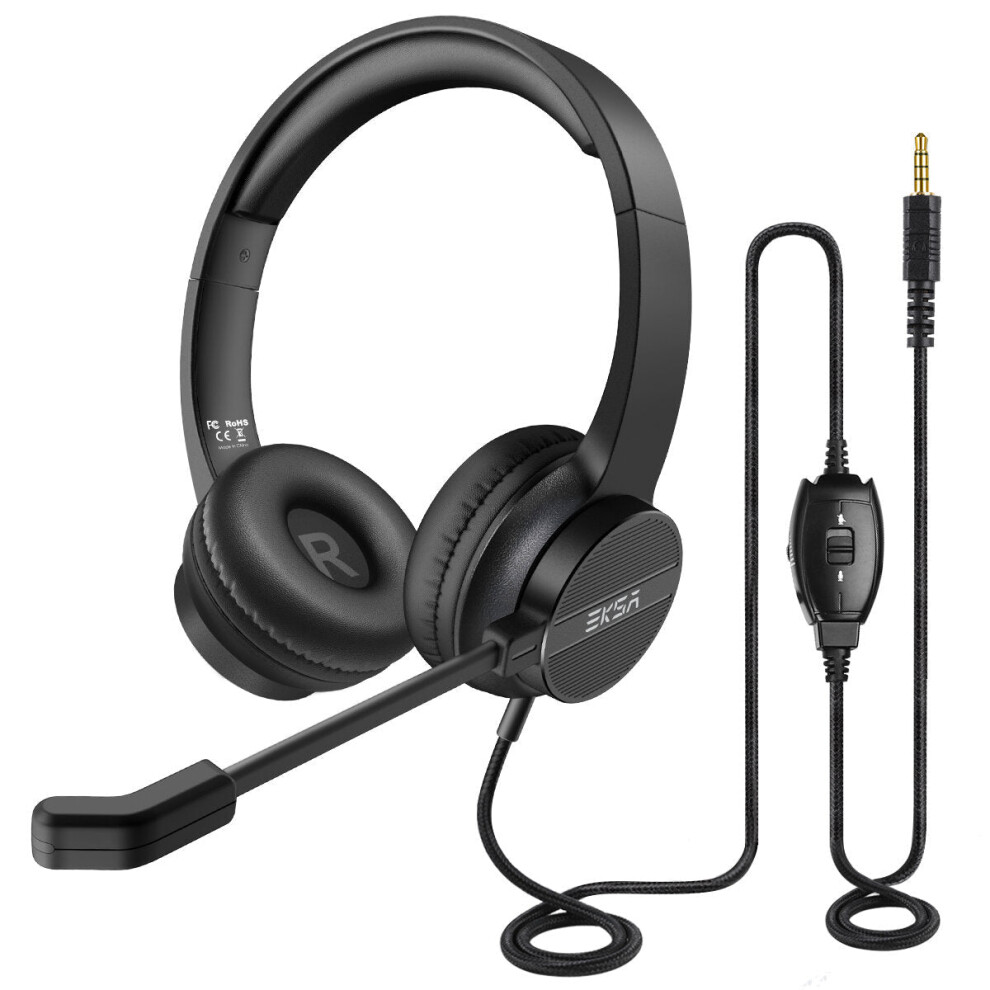 Wired Headphones With Microphone 3.5Mm On-Ear Gaming Headset Gamer For Pc/Ps4/Xbox Call Centre/Traffic/Computer Headset 6112212291566