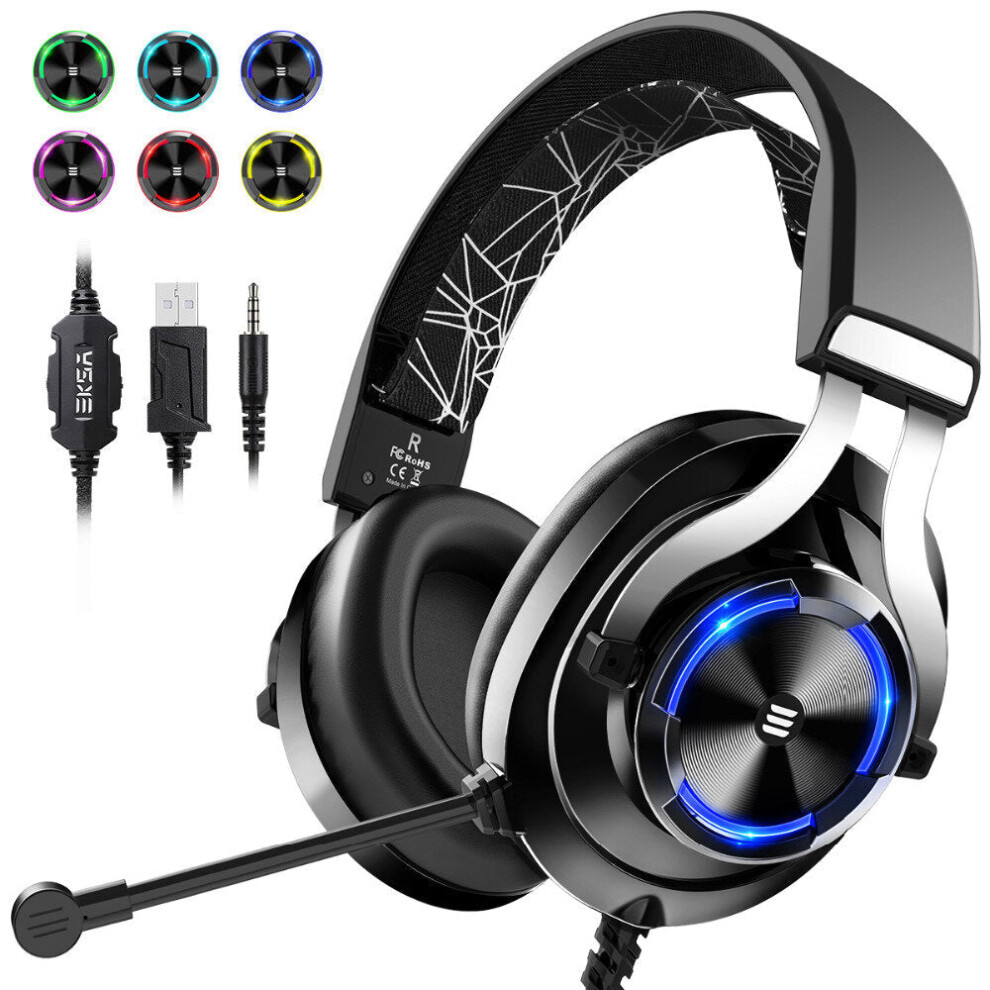 Gamer Headset Over Ear Gaming Headphone 3.5Mm Double Jack With Rotate Mic Rgb Led For Ps4 Pc Xbox Light 5284966069553
