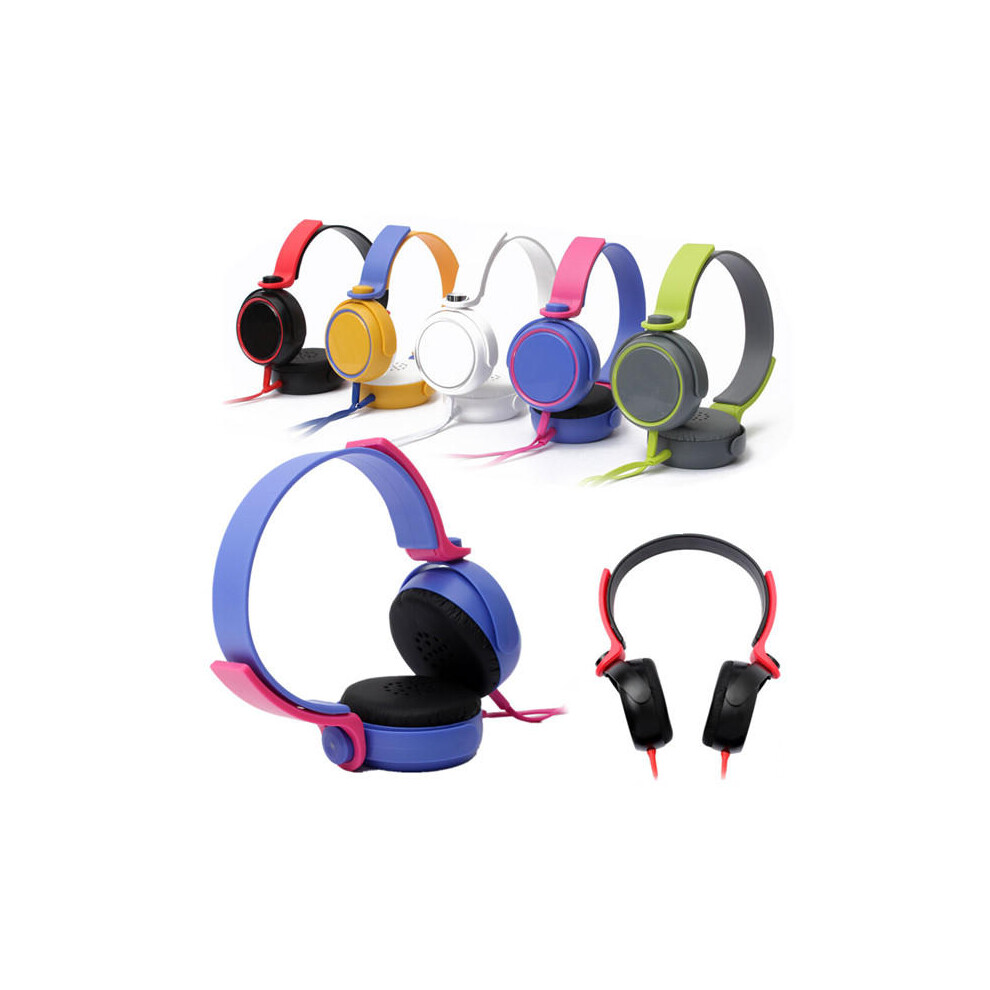 ( Blue) Colorful 3.5Mm Stereo Headphone Over Ear Earphone Headset With Microphone Yellow/Blue 6112212291160