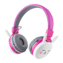 (Pink Cat) Bluetooth V5.0 Headphones HD Stereo TF Card Wireless Foldable Headset Cartoon Animal Rabbit Cat Music Eeadphone with Mic