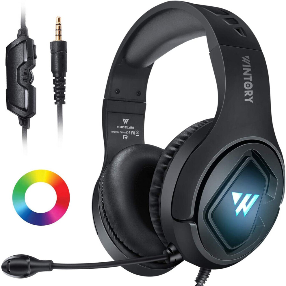 Wired Gaming Headphones 40Mm Drivers Stereo Surround Sound Noise Reduction Headset Luminous 3.5Mm Adjustable Head-Mounted Gaming Earphone With Mic 6112212289280