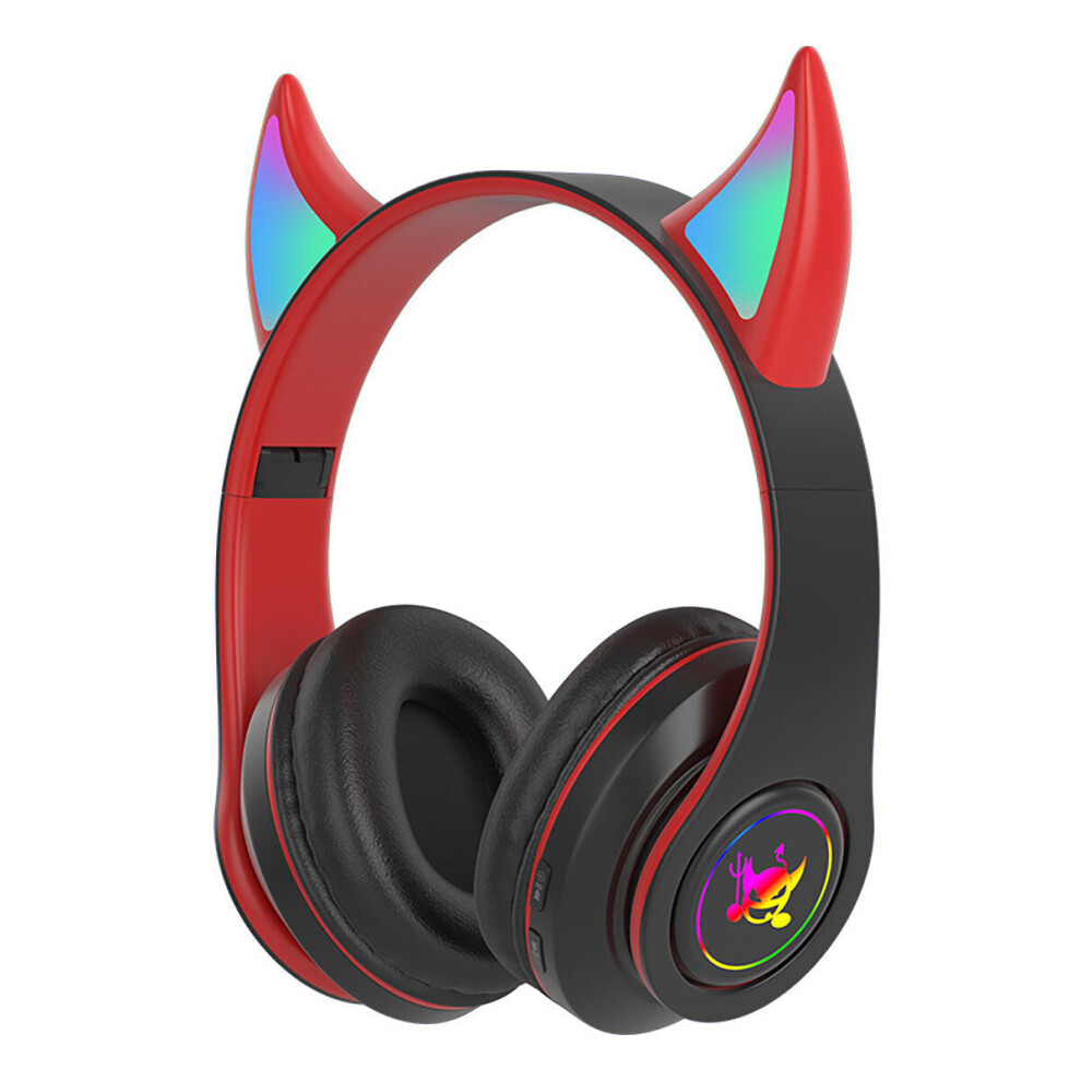 (Black + Red) Cat Ear Wireless Gaming Headset Bluetooth 5.0 Headphones LED Light Support TF Card Play-image-OPC-PGMFXH7-NEW