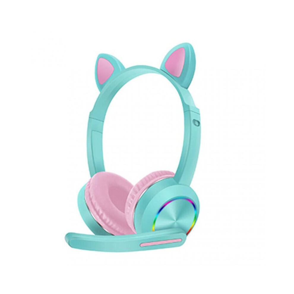 ( Red) Wireless Tooth Headphones Stereo Bass 40Mm Dynamic Earphone Luminous Cartoon Cute Cat Ear Headset With Mic Blue/Red 6112212287965