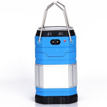 (Blue, US Plug) Solar Powered Rechargeable USB Stretchable LED Lamp Lantern For Outdoor Camping Hiking
