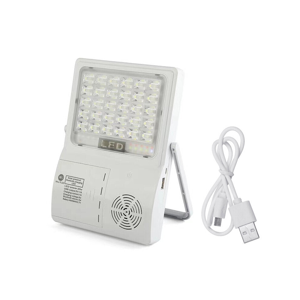 (Orange) Solar Powered bluetooth Music LED Tent Lamp Outdoor USB Portable Camping Emergency Light