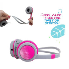 (Orange) Cute Kids Over Ear Stereo Wired Safely Headphones Adjustable Headband Computer Tablet Kid Baby Child Earphone for Net Class