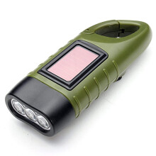 (Black) Portable LED Flashlight Hand Crank Dynamo Torch Professional Solar Power Tent Light Lantern for Outdoor Camping Mountaineering