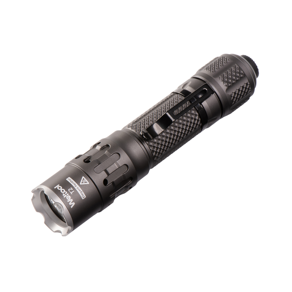 (Grey) 1730LM Compact EDC Tactical Flashlight Come with 18650 Battery Mini LED Torch For Outdoor Hunting Shooting Camping Fishing