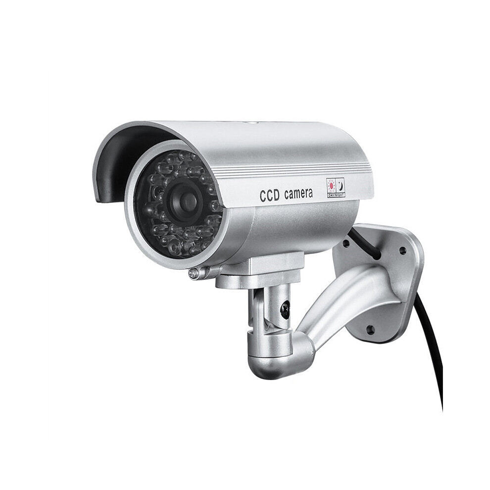 (Black) Dummy Security Camera CCTV CCD Outdoor Waterproof Simulation Surveillance Camera With Red Flashing LED