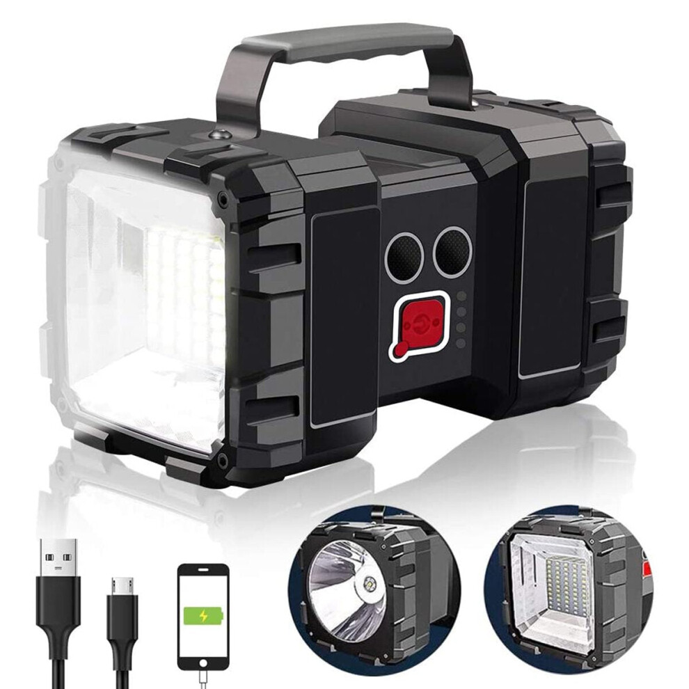 (S) Super Bright LED Flashlight 7 Modes USB Rechargeable Spotlight Waterproof Floodlight Camping Hunting