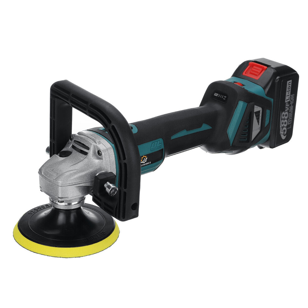 (Two Batteries) 588VF 6 Speed 2 In 1 Cordless Angle Grinder Car Polisher Brushless Electric Angle Grinder Grinding Machine Fit Makiita