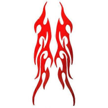 Motorcycle Flame Sticker Hot Rod Fire Decals Tribal Flame Light Up Retro Reflective Stickers Decal(Red)