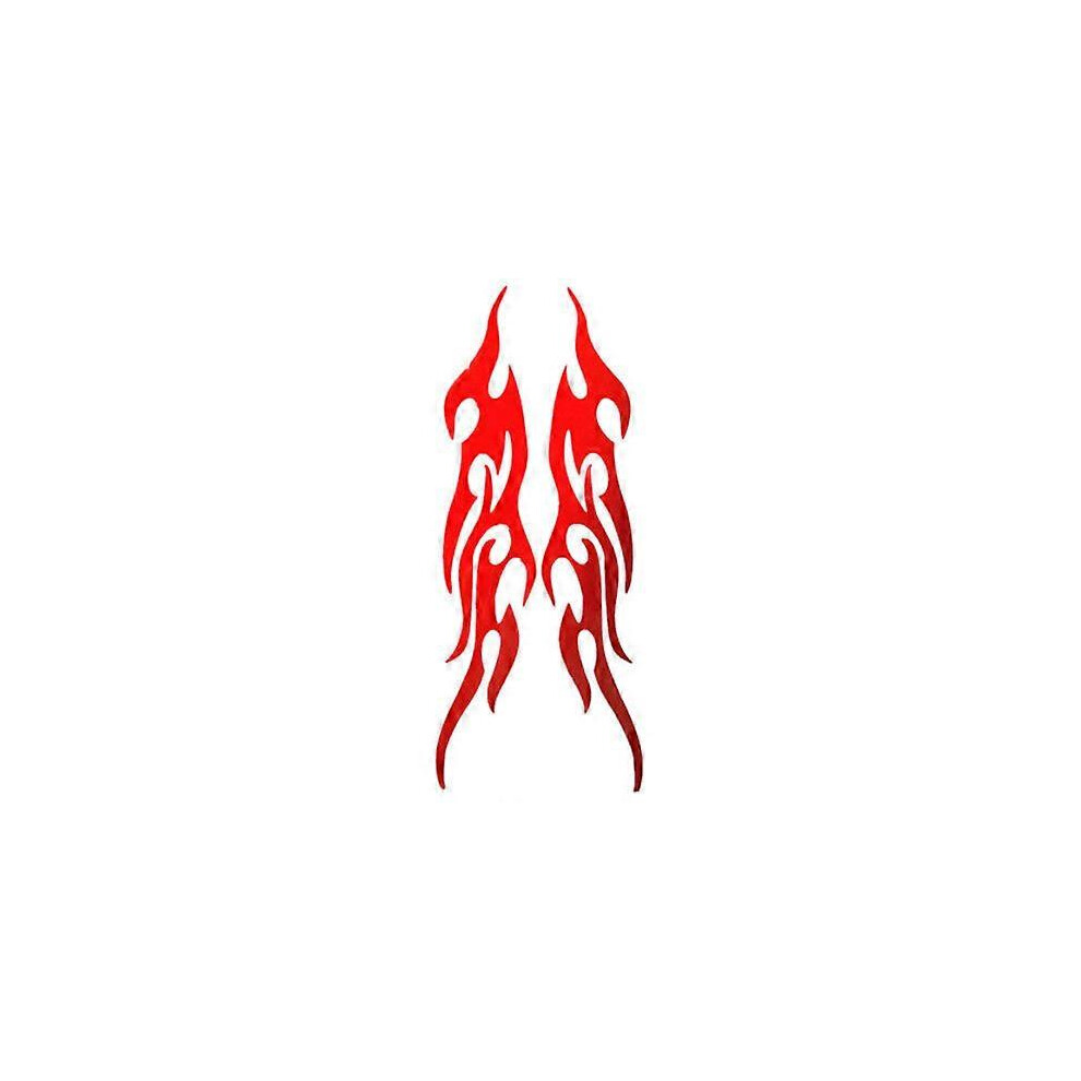 Motorcycle Flame Sticker Hot Rod Fire Decals Tribal Flame Light Up Retro Reflective Stickers Decal(Red)