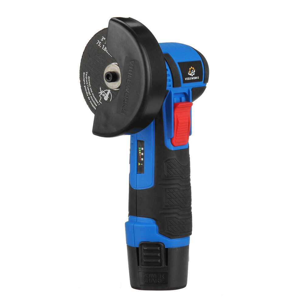 (Two Batteries) 12V Mini Brushless Angle Grinder Cordless Polishing Grinding Machine Electric Power Cutter