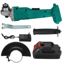 (Blue, Two 10 Cell Batteries) 100mm 600W Brushless Electric Angle Grinder Grinding Tool Cutting Machine with 5/10 Cell Battery