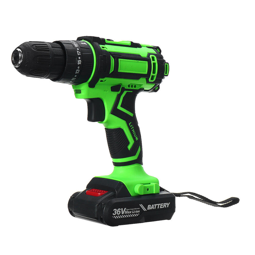 (Two Batteries) 36V Electric Hand Drill Driver 25+3 Torque Setting Power Drilling DIY Work W/ 1 Or 2 Li-ion battery
