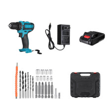 (Two Batteries, US Plug) 2000rpm 38Nm 21V Lithium Electric Impact Hammer Drill Wood Drilling Screwdrivers with Battery