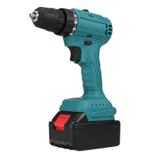 (Two Batteries, US Plug) 10mm Electric Drill 25 Gear Torque Adjustment Switch Stepless Speed