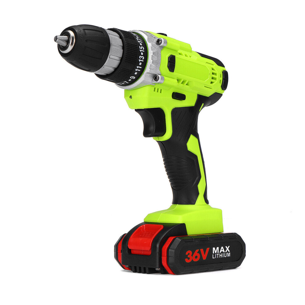 (Two Batteries UK Plug) 3/8-Inch UK Plug Multifunctional Cordless Drill Chuck Impact Drilling Tool Electric Drill