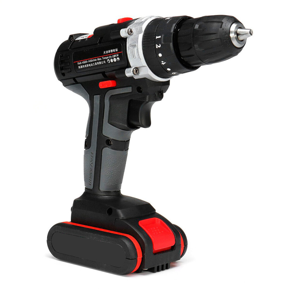 (One Battery, EU Plug) 36V 1200 RPM 25Nm Cordless Electric Screwdriver 25+3 Impact Drill with Battery