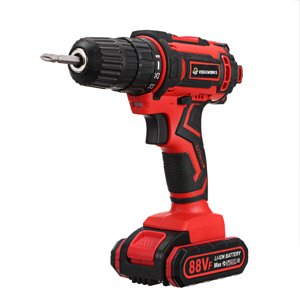 (Two Batteries) 88VF 6000mAh Cordless Electric Drill Screwdriver + 30Pcs Accessories + 1/2Pcs Battery