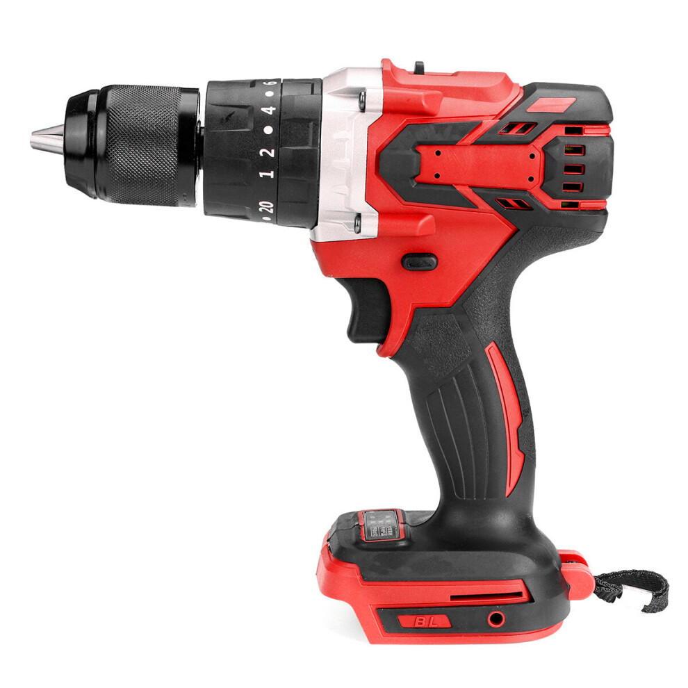 (Red) 13mm 3 In 1 Brushless Impact Drill Hammer Cordless Elctric Hammer Drill Adapted To 18V Makita Battery