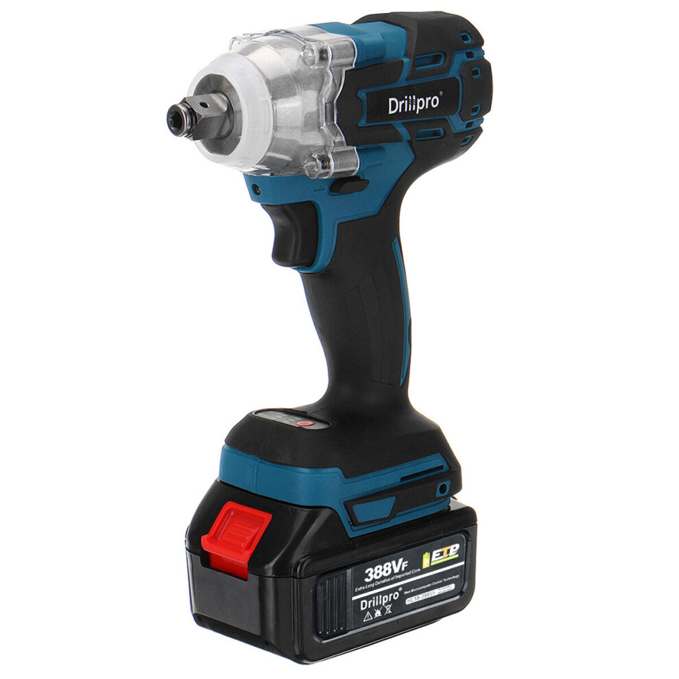 (One Battery, EU Plug) 388VF 2 in1 520N.m Brushless Impact Wrench Cordless Electric Screwdriver Drill Power Tool W/ 1/2x Battery