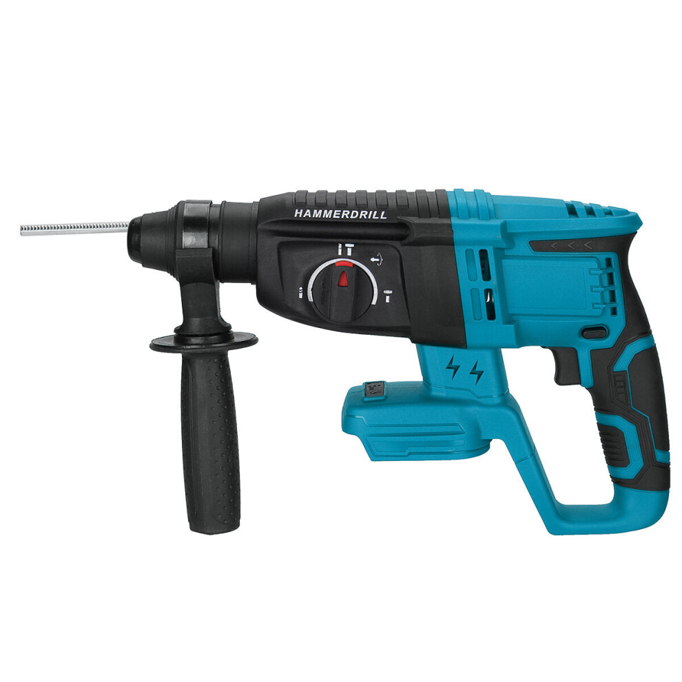 (Blue) 4800bpm Electric Rotary Hammer Drill W/ Rotation Handle Punch Chisel Power Tool For Makita 18V Battery