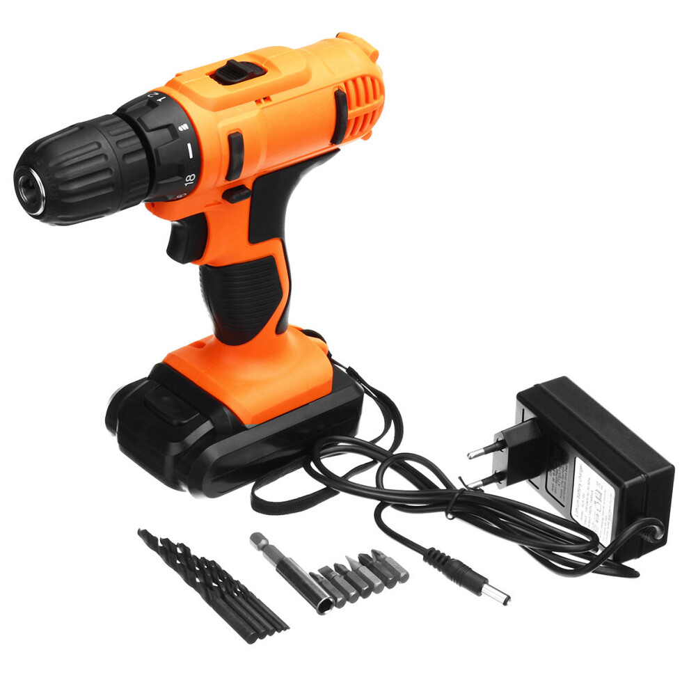 18V Electric Screwdriver Cordless Hammer Impact Power Drill Driver Rechargeable With 13Pcs Drill Bit 1138392124857