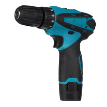(Two Batteries, US Plug) 12V Cordless Electric Drill Screwdriver 2 Speeds Impact Drill Driver Set W/ 1/2 Battery & Plastic Box