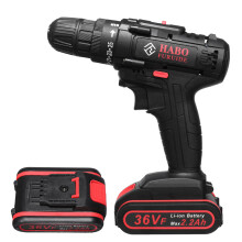 (Two Batteries) 36V Electric Cordless Drill Screwdriver Dual Speed 25 Torque LED with Li-ion Battery