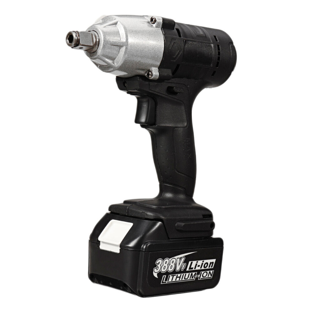 (One Battery, US Plug) 588N.M 1/2" LED Cordless Electric Impact Wrench Drivers Tool W/ None/1/2 Battery Also For Makita 18V Battery