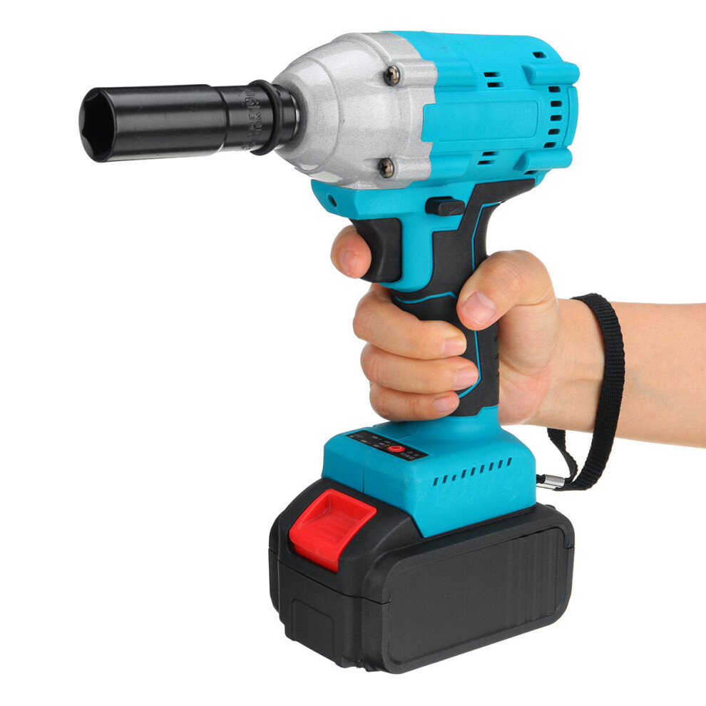 (1 Battery) 21V 520N.m Electric Cordless Impact Wrench 1/2" Brushless Driver Drill 5pcs Sockets Also Adapted To Makita Battery