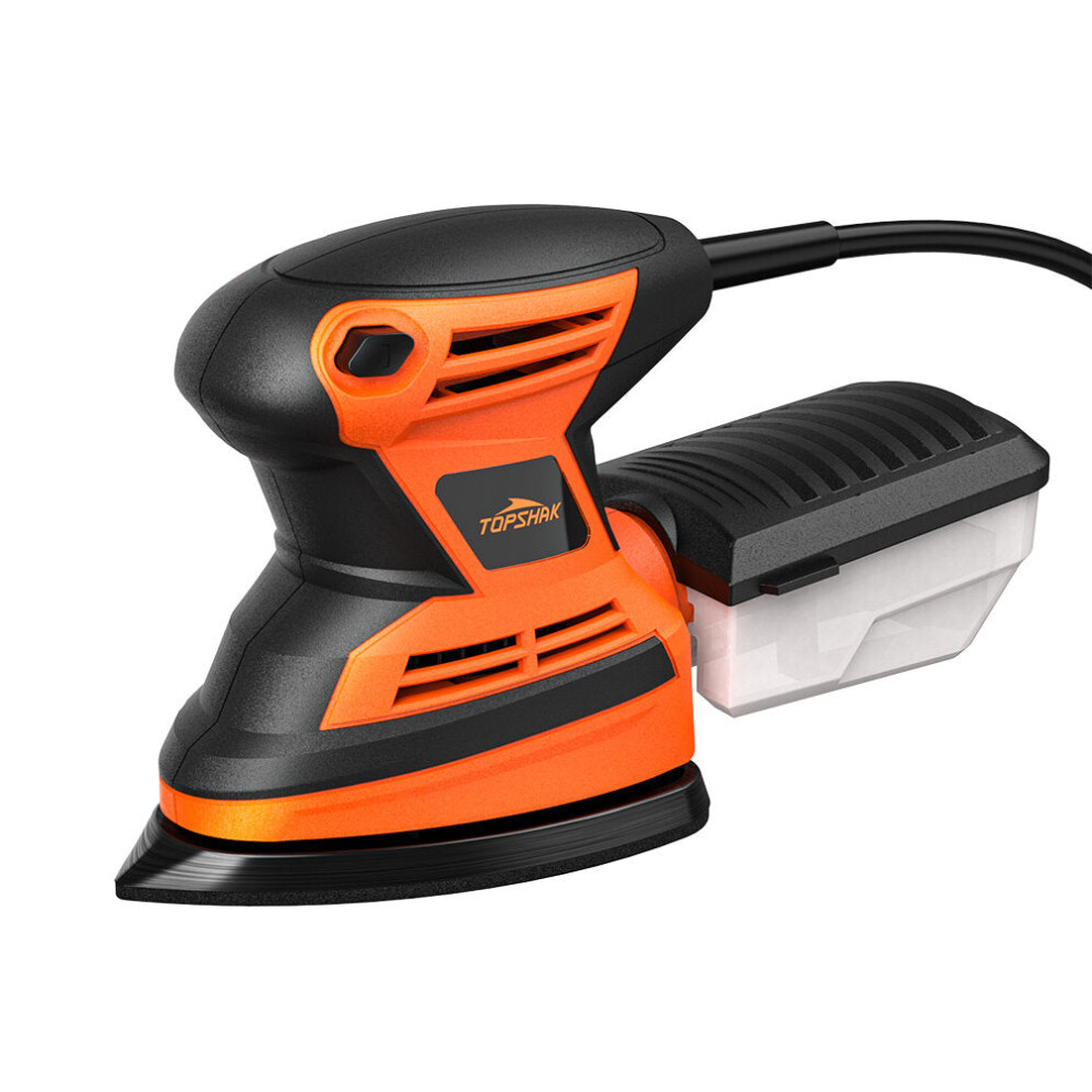 (US Plug) 200W Mouse Detail Sander Small Sander with 12Pcs Sandpapers Dust Collection Box Hand Sander