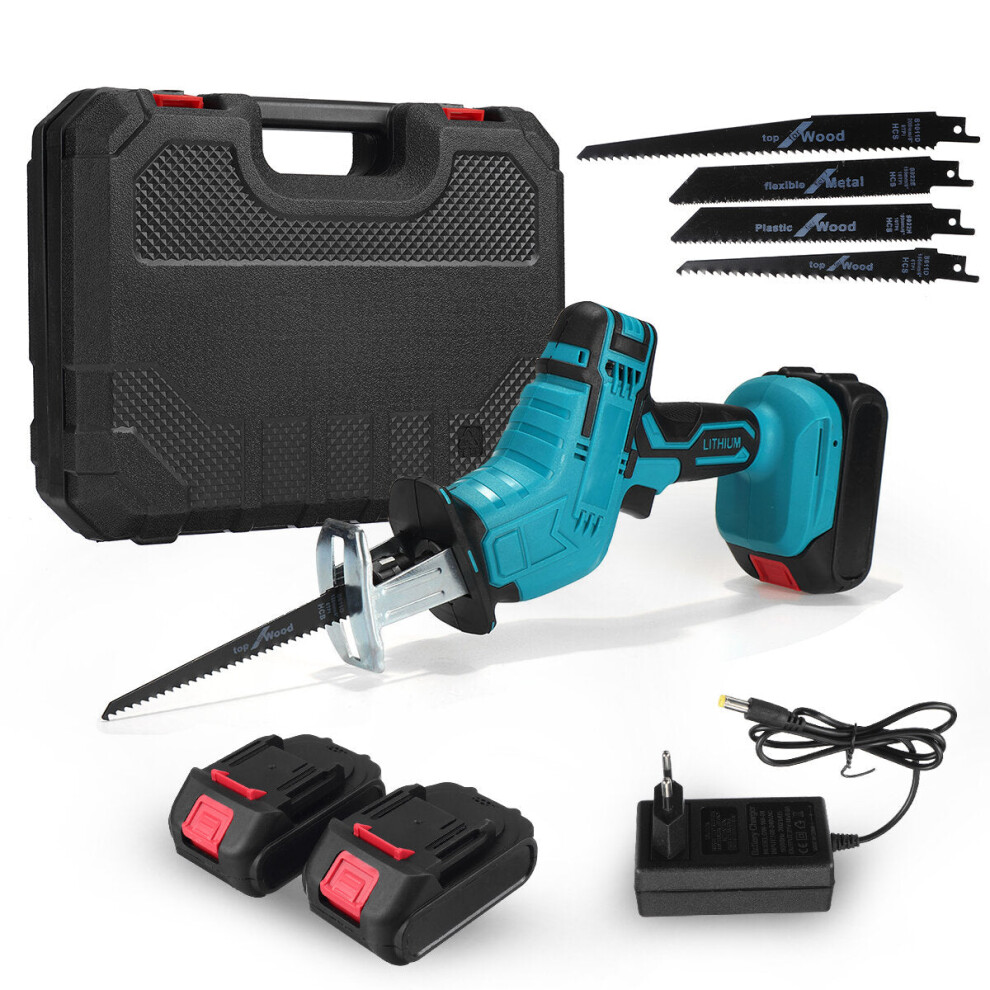 (One Battery) 88VF Cordless Reciprocating Saw Battery Powered Electric Saw For Metal/Wood/PVC Pipe/Tree With 4 Saw Blades & Battery For Makita