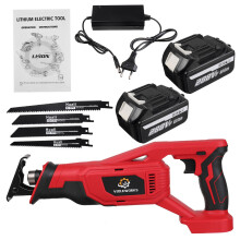 (Two Batteries) 18V Brushless Cordless Reciprocating Saw 4 Blades Woodworking Cutting Tool