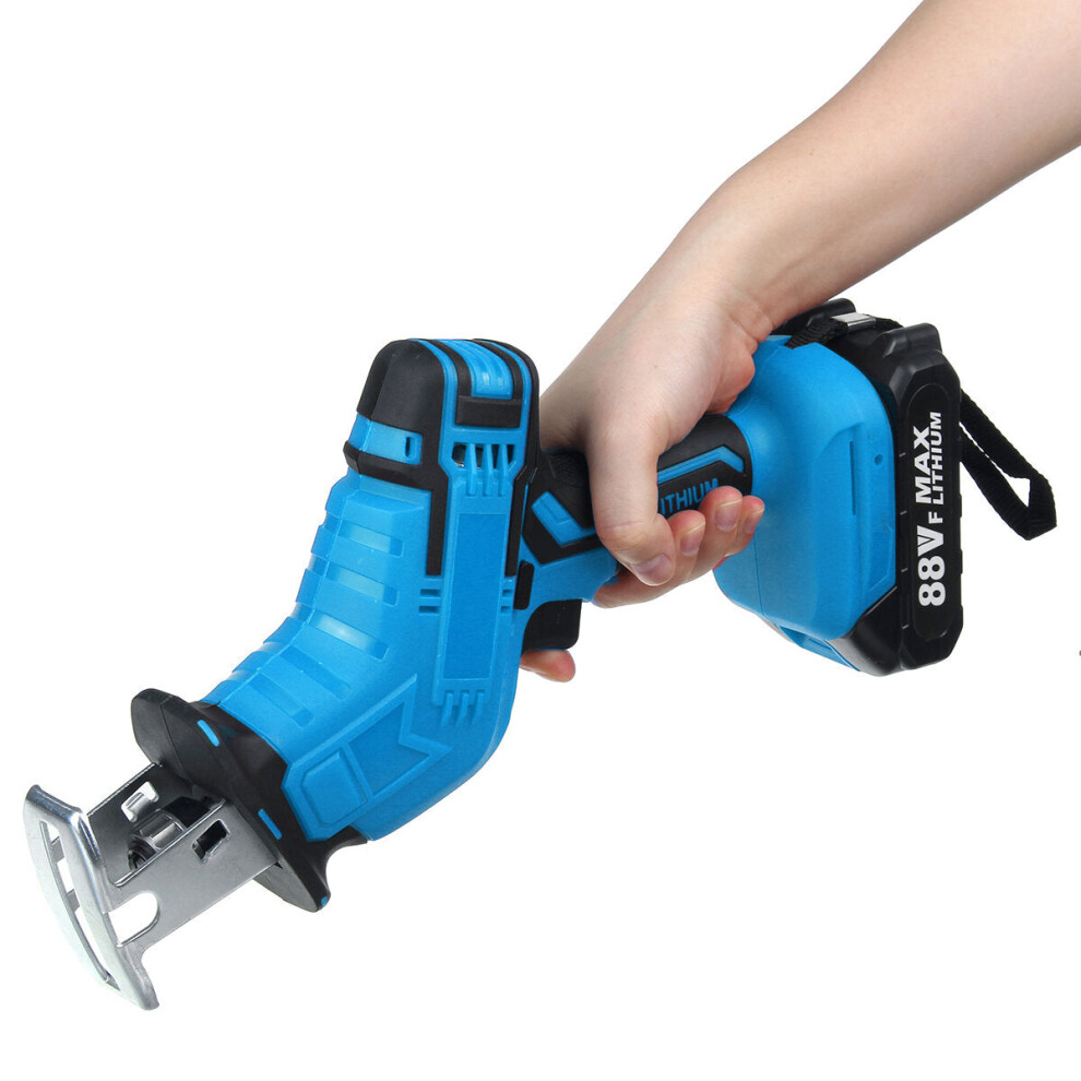 (Blue, Two Batteries) Portable Cordless Electric Saws Reciprocating Saw Kit Woodworking Cutting Tool For Makita Battery