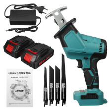 (Two Batteries) 15mm 3000rpm Portable Electric Cordless Reciprocating Saw Rechargeable Woodworking Power Tools